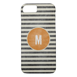 Retro Monogramm verwitterte Schwarz-weiße Streifen Case-Mate iPhone Hülle