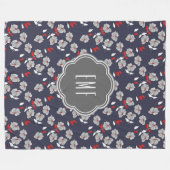 Retro-Monogramm Vintag Schwarz, Weiß und Rot Fleecedecke (Vorderseite (Horizontal))