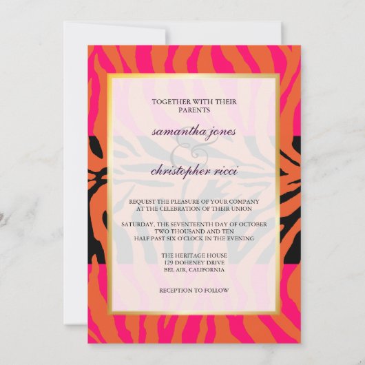 Retro/Monogramm/Zebrastreifen zum Hochzeitseinlade Einladung (Rückseite)