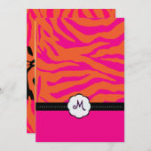 Retro/Monogramm/Zebrastreifen zum Hochzeitseinlade Einladung (Vorne/Hinten)