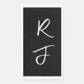 Retro-Monogramme Anfangsbuchstabe Schwarz Weiß Hoc Serviette (Vorderseite)