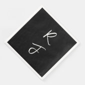 Retro-Monogramme Anfangsbuchstabe Schwarz Weiß Hoc Serviette (Ecke)