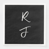 Retro-Monogramme Anfangsbuchstabe Schwarz Weiß Hoc Serviette (Vorderseite)