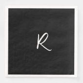 Retro-Monogramme Buchstabe Schwarz Weiß Anfangsbuc Serviette (Vorderseite)