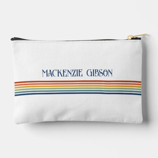 Retro Monogrammed Minimalist Stripes Accessory Bag Zubehörtasche (Rückseite)