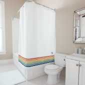 Retro Monogrammed Minimalist Stripes Duschvorhang (Beispiel)