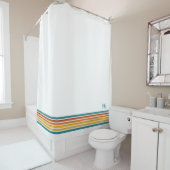 Retro Monogrammed Minimalist Stripes Duschvorhang (Beispiel)