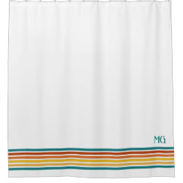 Retro Monogrammed Minimalist Stripes Duschvorhang