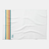 Retro Monogrammed Minimalist Stripes Geschirrtuch (Horizontal)
