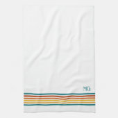 Retro Monogrammed Minimalist Stripes Geschirrtuch (Vertikal)