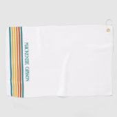 Retro Monogrammed Minimalist Stripes Golfhandtuch (Horizontal)