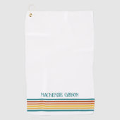 Retro Monogrammed Minimalist Stripes Golfhandtuch (Vorderseite)