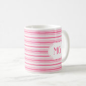 Retro Monogrammed Minimalist Stripes Kaffeetasse (VorderseiteRechts)