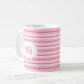 Retro Monogrammed Minimalist Stripes Kaffeetasse (Vorderseite Links)