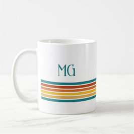 Retro Monogrammed Minimalist Stripes Kaffeetasse