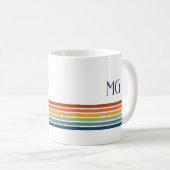 Retro Monogrammed Minimalist Stripes Kaffeetasse (VorderseiteRechts)