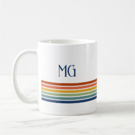 Retro Monogrammed Minimalist Stripes Kaffeetasse