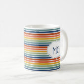 Retro Monogrammed Minimalist Stripes Kaffeetasse (VorderseiteRechts)