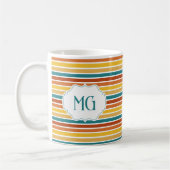 Retro Monogrammed Minimalist Stripes Kaffeetasse (Links)