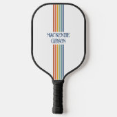 Retro Monogrammed Minimalist Stripes Pickleball Schläger (Rückseite)