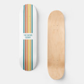 Retro Monogrammed Minimalist Stripes Skateboard (Vorderseite)