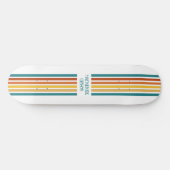 Retro Monogrammed Minimalist Stripes Skateboard (Horizontal)