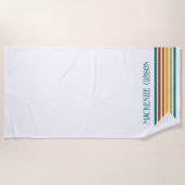 Retro Monogrammed Minimalist Stripes Strandtuch (Vorderseite)