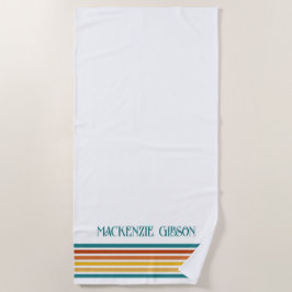 Retro Monogrammed Minimalist Stripes Strandtuch