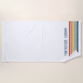 Retro Monogrammed Minimalist Stripes Strandtuch (Vorderseite)