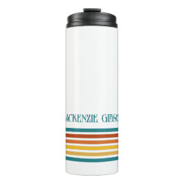 Retro Monogrammed Minimalist Stripes Thermosbecher