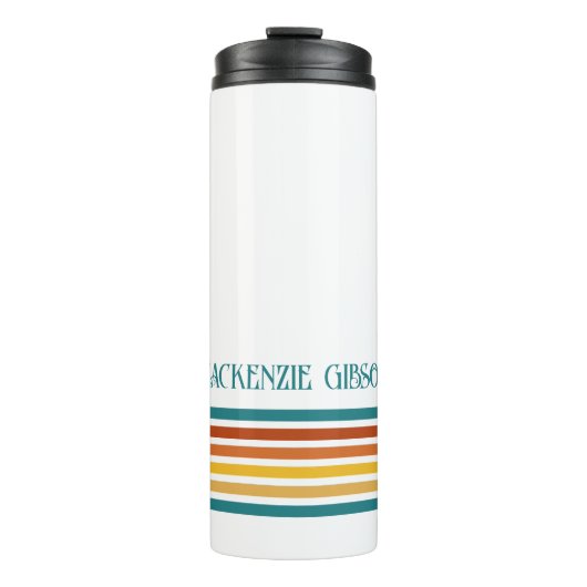 Retro Monogrammed Minimalist Stripes Thermosbecher (Vorderseite)