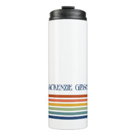 Retro Monogrammed Minimalist Stripes Thermosbecher