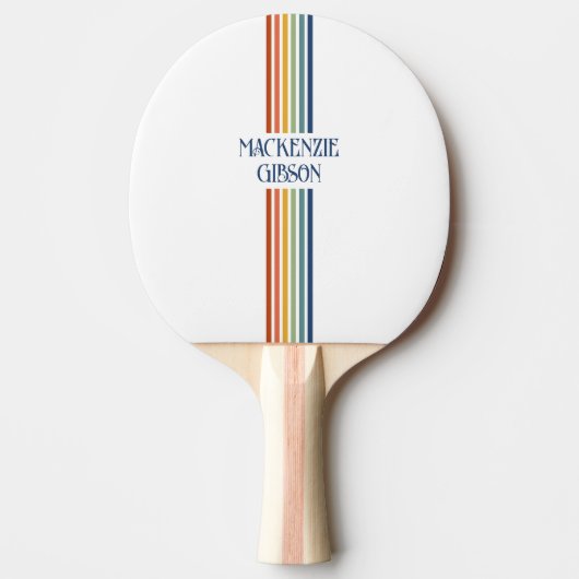 Retro Monogrammed Minimalist Stripes Tischtennis Schläger (Vorderseite)