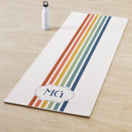 Retro Monogrammed Minimalist Stripes Yogamatte