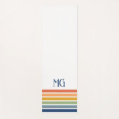 Retro Monogrammed Minimalist Stripes Yogamatte (Vorderseite)