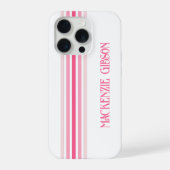 Retro monogrammiertes minimalistisches rosa Streif iPhone Hülle (Rückseite)