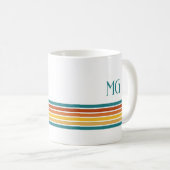 Retro monogrammiertes minimalistisches Streifendes Kaffeetasse (VorderseiteRechts)