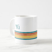 Retro monogrammiertes minimalistisches Streifendes Kaffeetasse (Vorderseite Links)