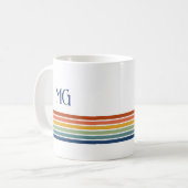 Retro monogrammiertes minimalistisches Streifendes Kaffeetasse (Vorderseite Links)