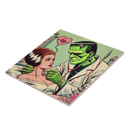 Retro Monster-Liebe-Comicen Fliese (Seite)