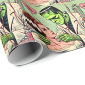 Retro Monster-Liebe-Comicen Geschenkpapier (Rolleneckpunkt)