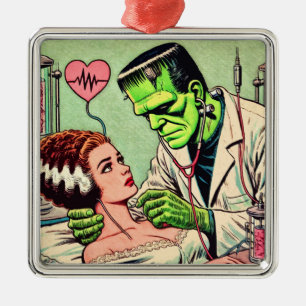 Retro Monster-Liebe-Comicen Ornament Aus Metall