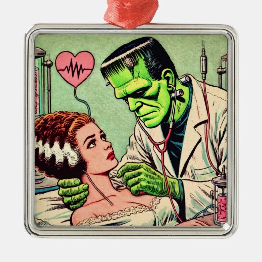 Retro Monster-Liebe-Comicen Ornament Aus Metall (Vorne)