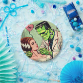 Retro Monster-Liebe-Comicen Pappteller (Party)