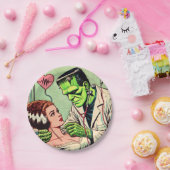 Retro Monster-Liebe-Comicen Pappteller (Party)