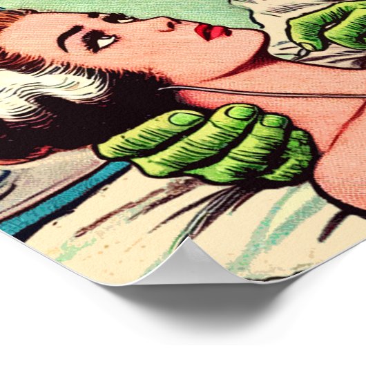 Retro Monster-Liebe-Comicen Poster (Ecke)