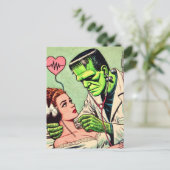 Retro Monster-Liebe-Comicen Postkarte (Stehend Vorderseite)