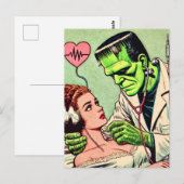 Retro Monster-Liebe-Comicen Postkarte (Vorne/Hinten)