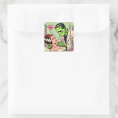 Retro Monster-Liebe-Comicen Quadratischer Aufkleber (Tasche)