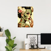 Retro-Monster Pin-up Poster (Heimbüro)